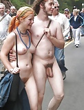 Nude couple in public